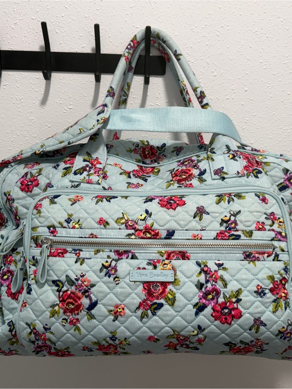 Vera Bradley Light Blue Quilted Floral Travel Tote